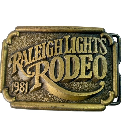 Other - Vintage Raleigh Lights Rodeo Belt Buckle 1981 Brass 3 in